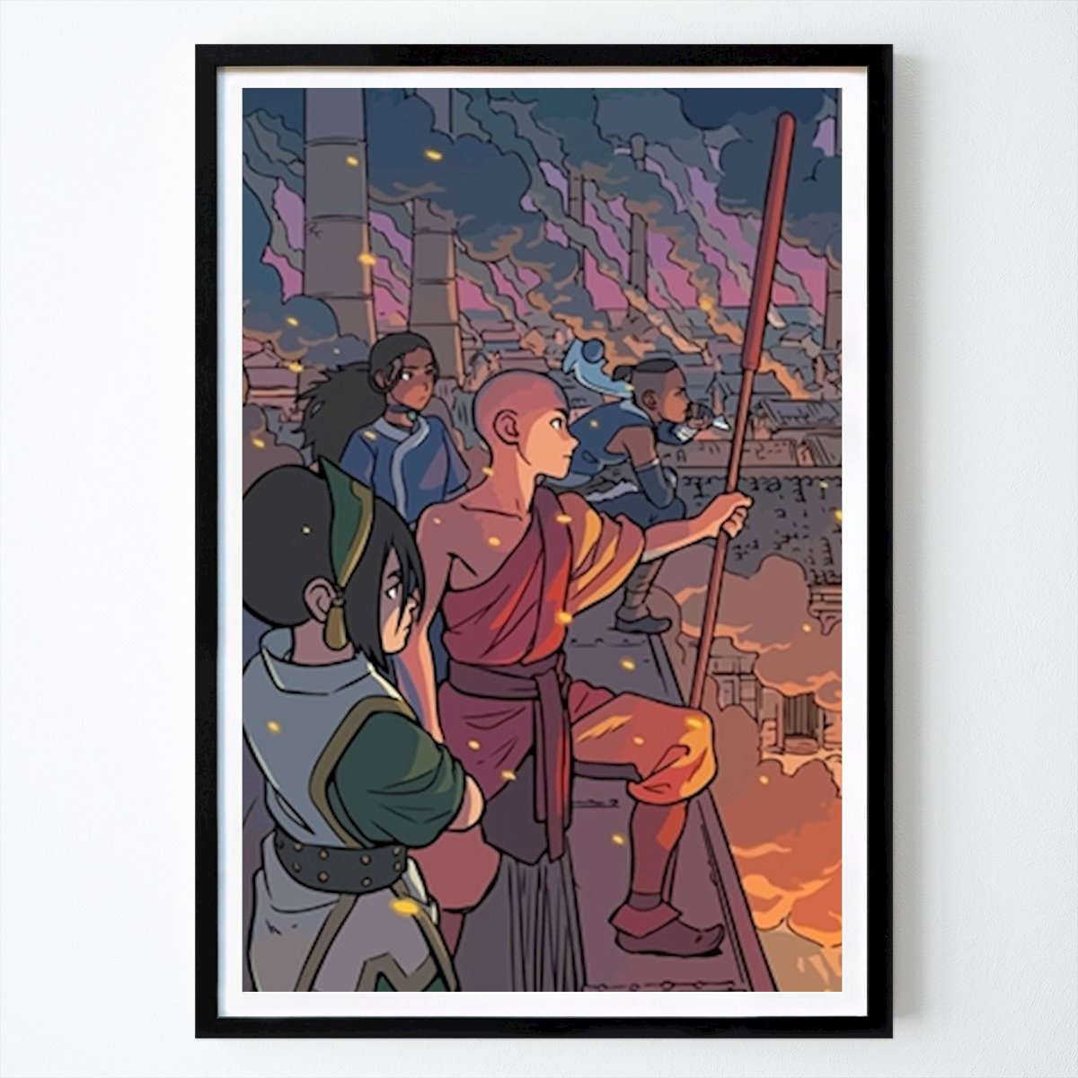 Estilo de vida Póster: Avatar aang black baground de Black and white art