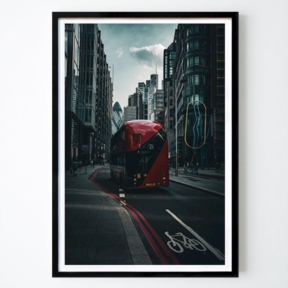 London Poster: Bus through London by Alex Glahn