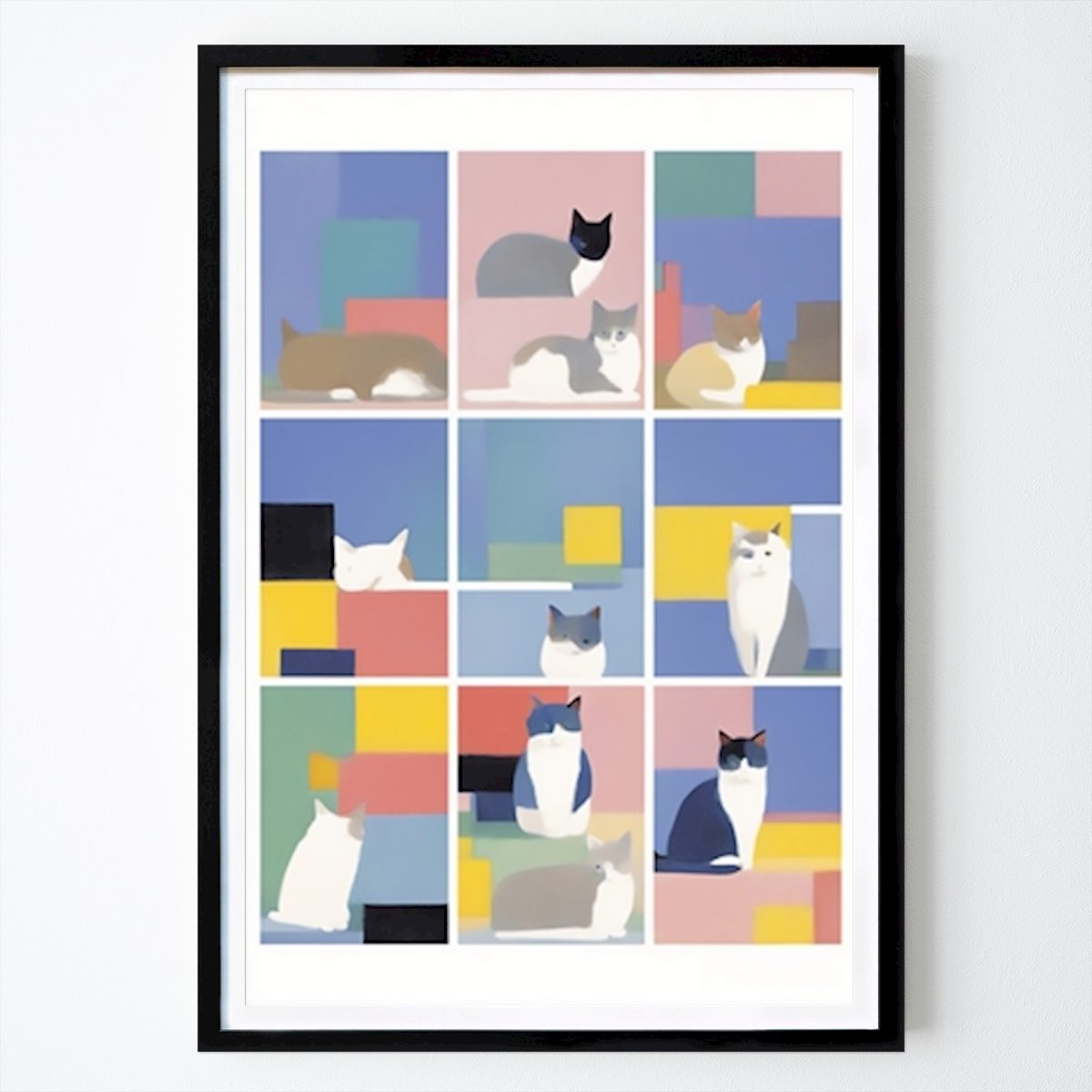 Katzen' Poster von Pierre Angell – Schwarz-Weiß Wandbild – Printler