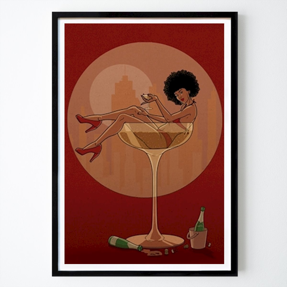 Villes & Pays Affiche: Une coupe de champagne par Jos Melmoth