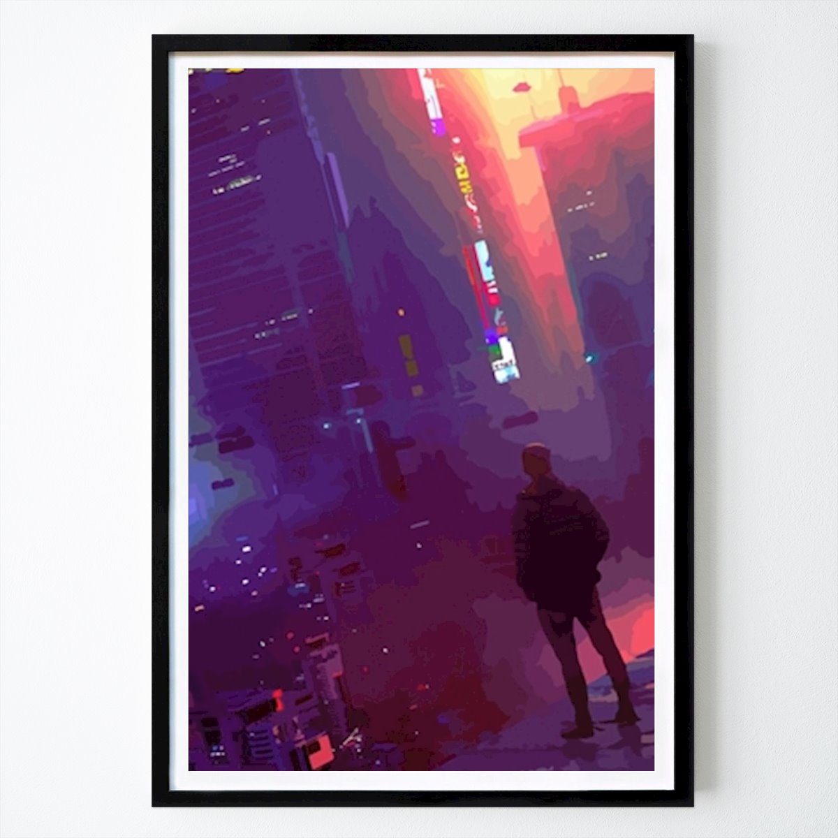 Byer & Steder Plakat: Cyberpunk neon lys mørk by av Housny soesam