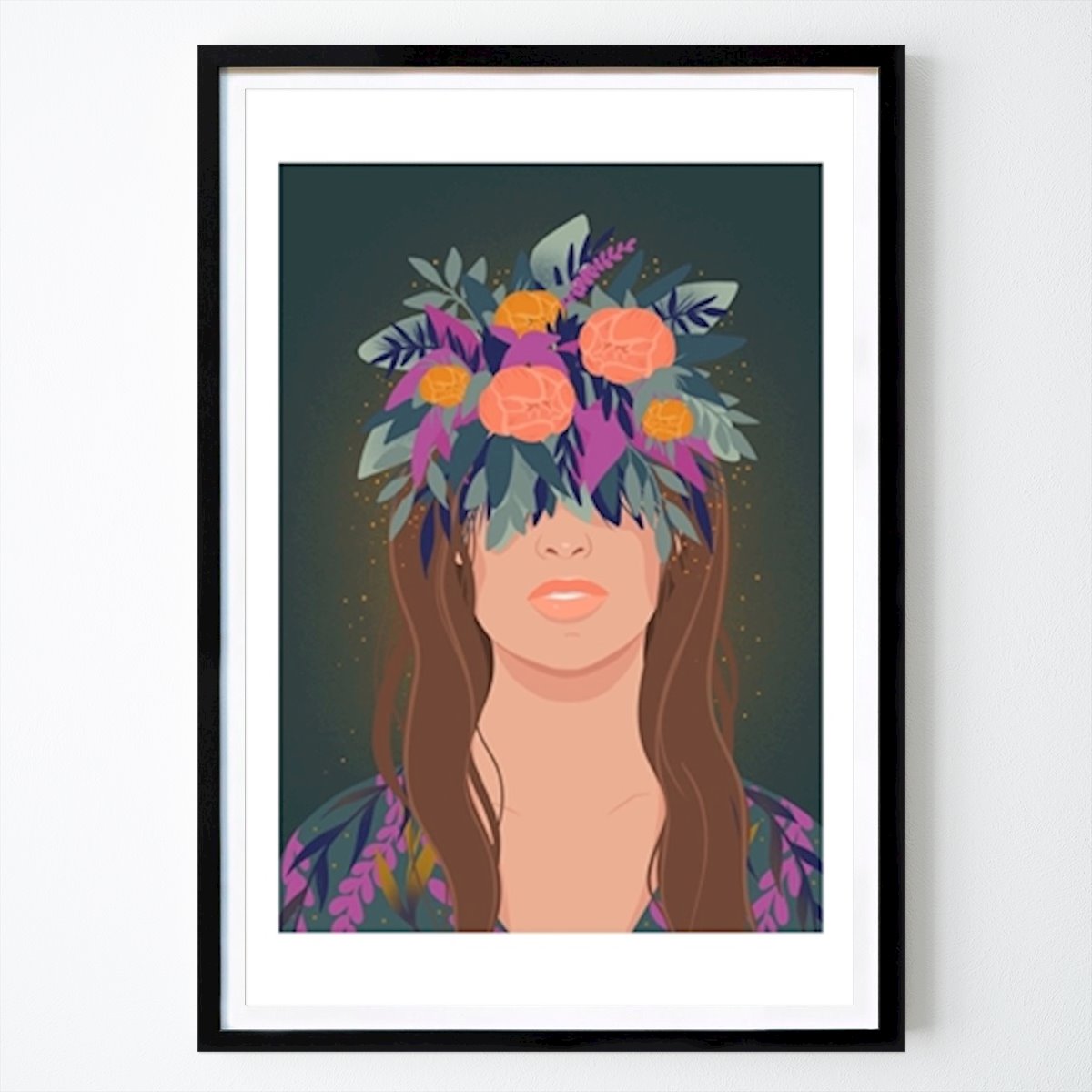 Botanical Poster: Girl with flower crown by Kamila Rybak