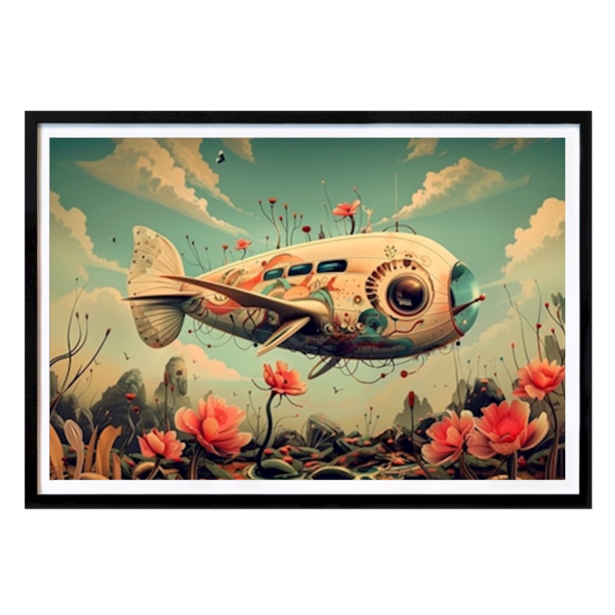 Rétro & Vintage Affiche: Vaisseau poisson volant par David CoBo