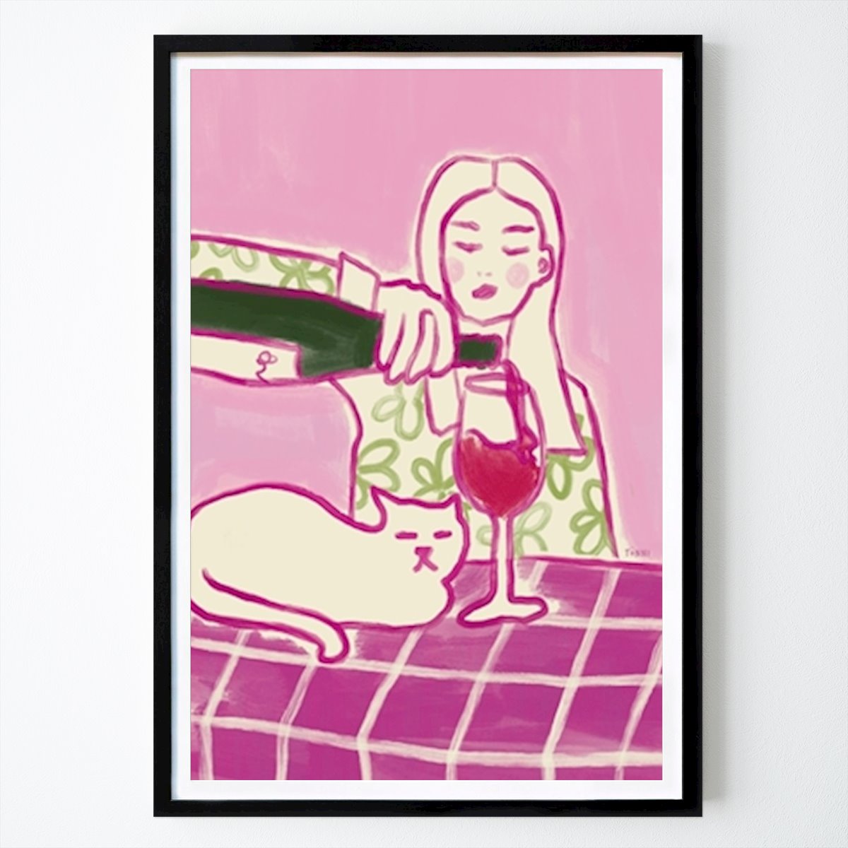 Kök Poster: Cats and Wine (rosa) av Cassandra Tönissoo