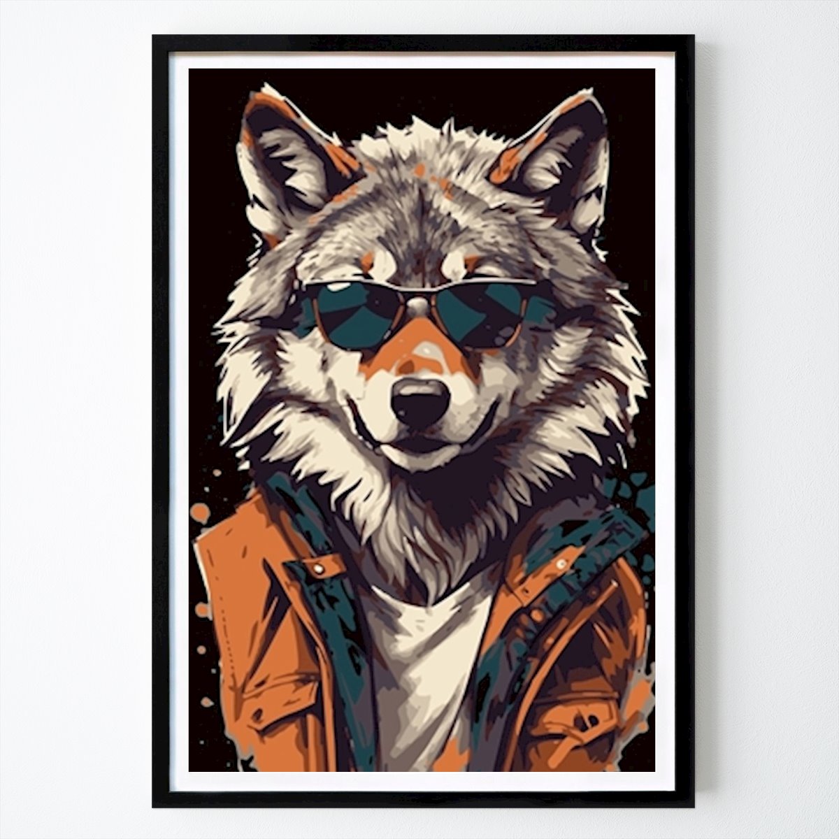 Illustration Poster: Wolf Wearing Trendy Clothes by Hamsah Hamsah