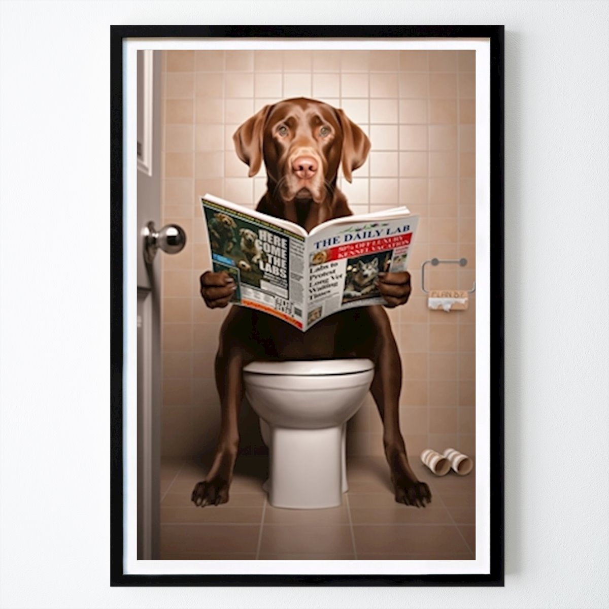 Animal Affiche: Labrador sur les toilettes par Craig Doogan