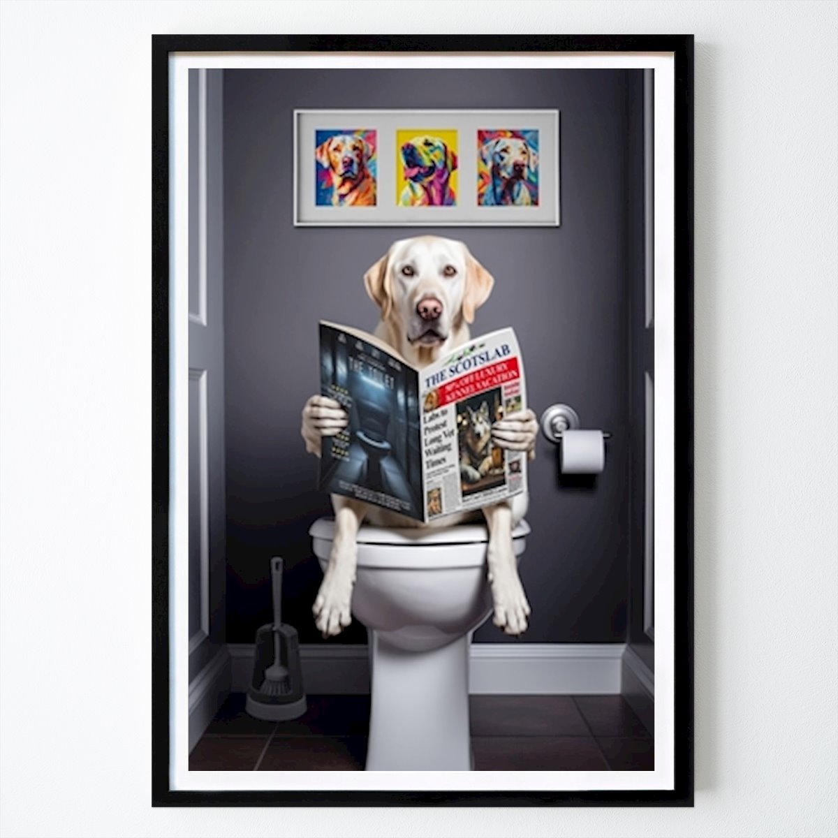 Djur Poster: Vit labrador på toaletten av Craig Doogan