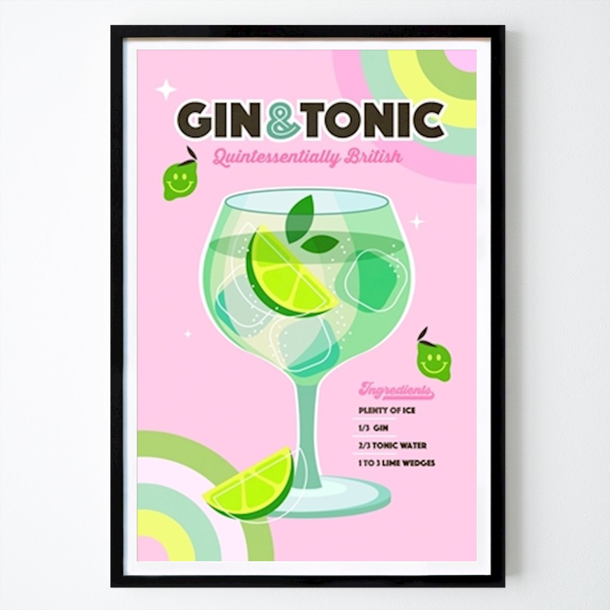 Kitchen Poster: Gin and Tonic cocktail on Pink by Dominique Vari