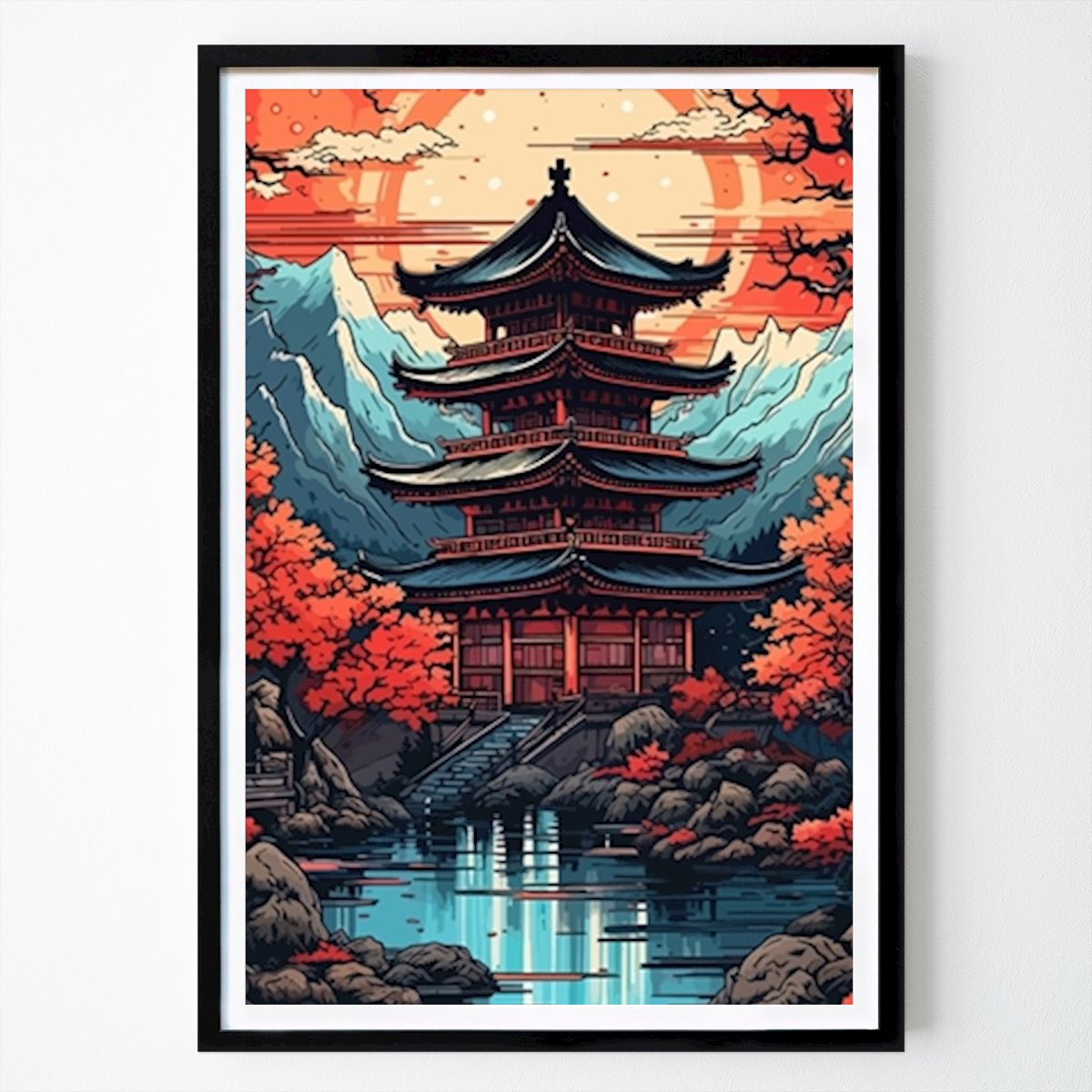 Astratto Poster: Vista giapponese Kuil di Japan Scenery Art
