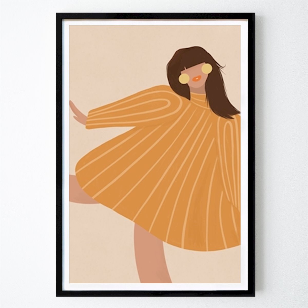 Illustration Poster: ""Playful" Girl in Yellow Dress" by Meelov studio