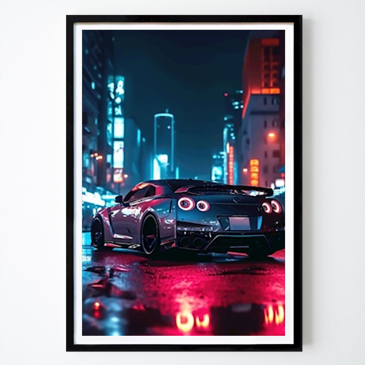 Retro & Vintage Plakat: Nissan GTR under neonlys av McQueen