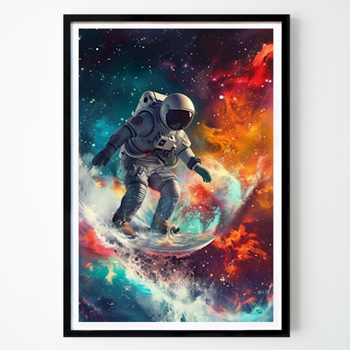 Animal Affiche: Surf dans l’espace dans la galaxie par Dreamy Lofii