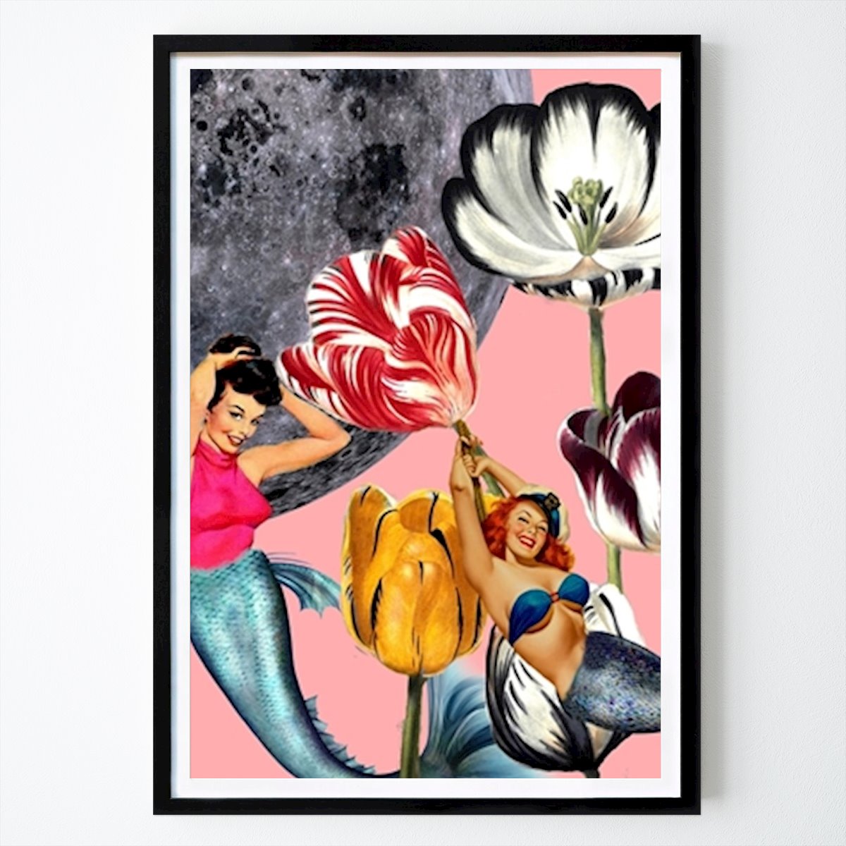 Póster: Collage de sirena en la luna de Susana Costa