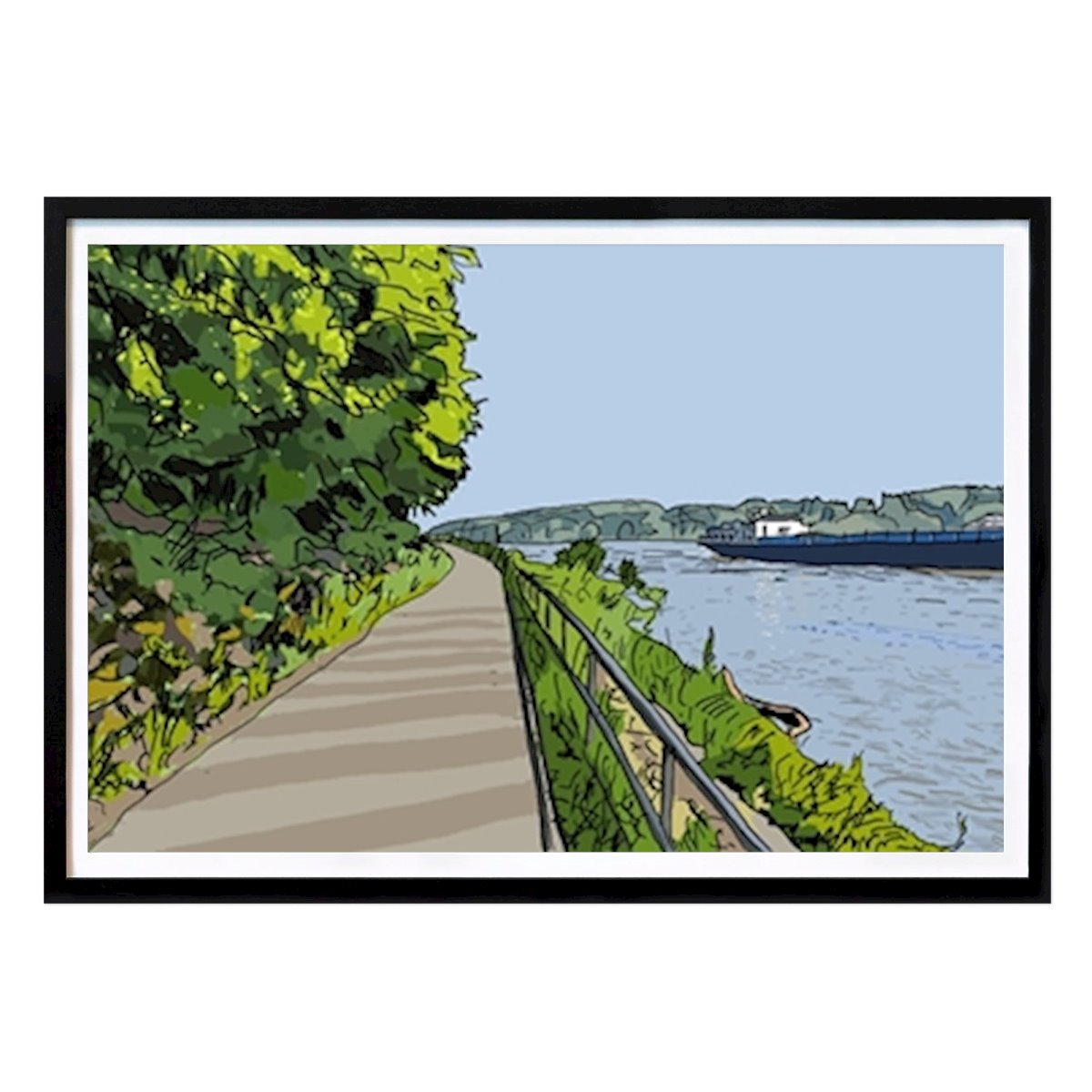 Artistic Poster: Rhine Bike Path near Bonn by Norbert Willimsky