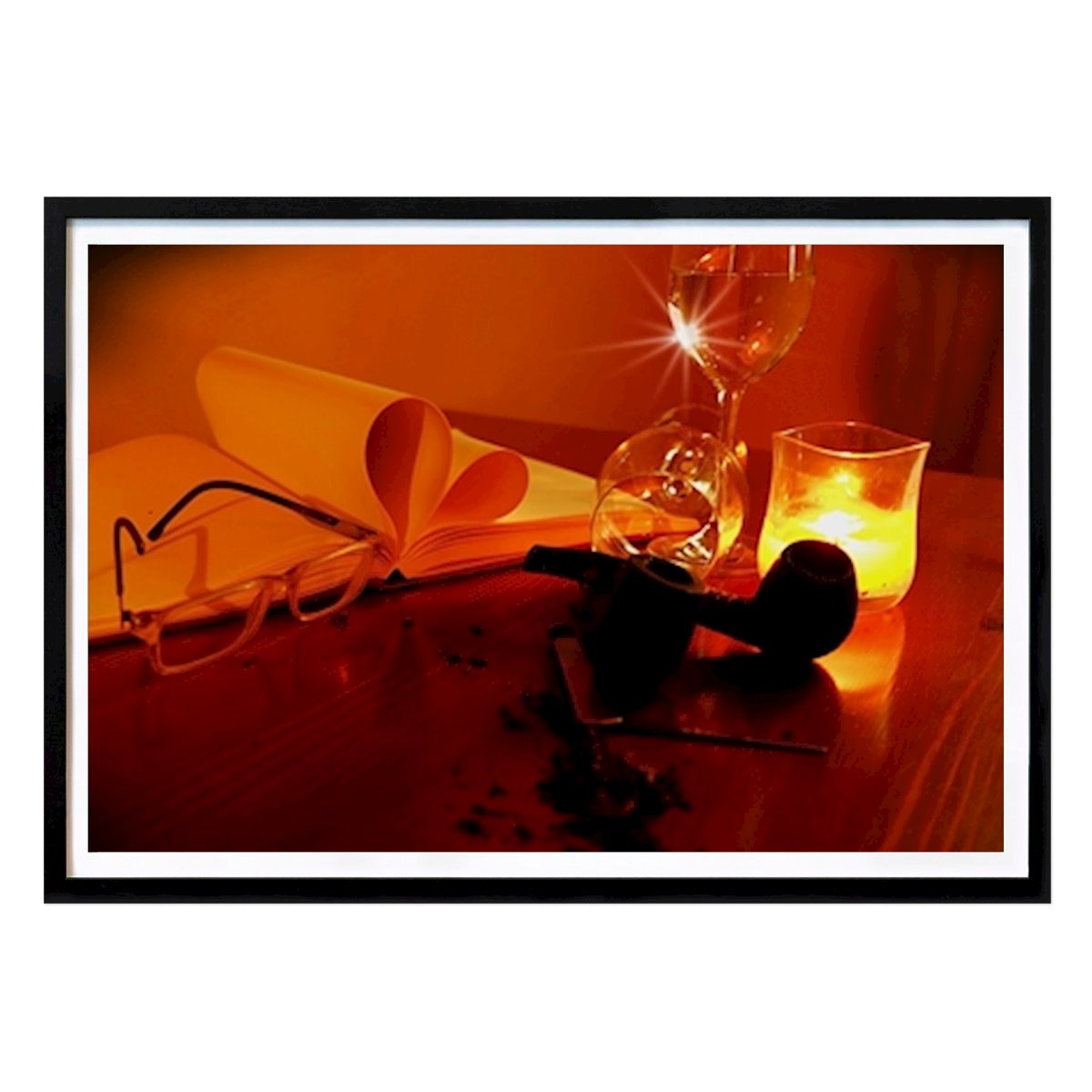 Freizeit Poster: Pipe,wine,book and candle von Rosa Rattay