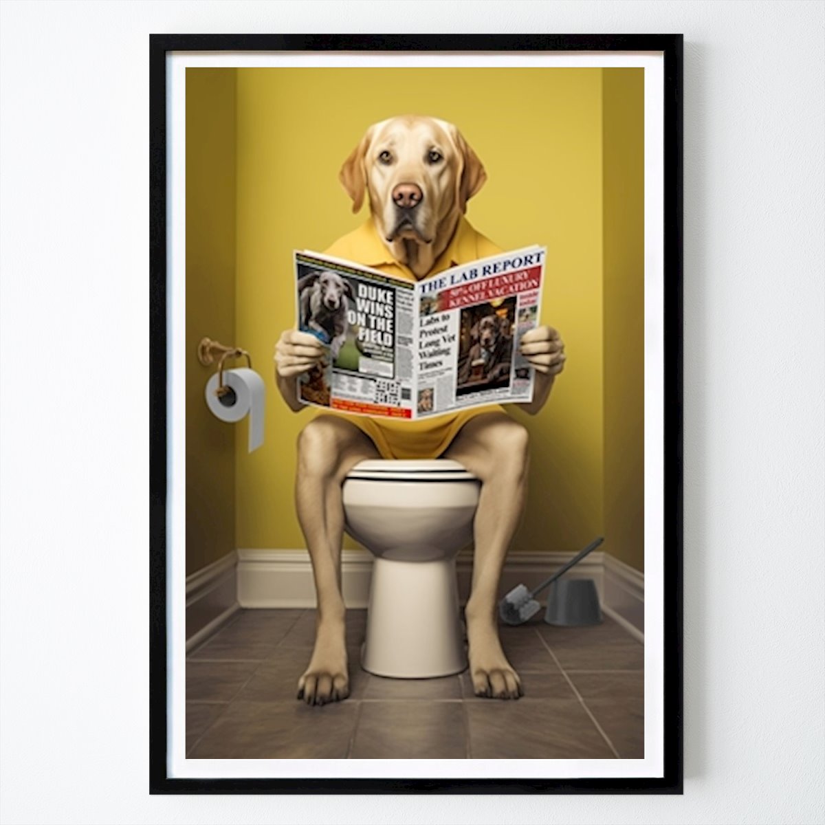 Tier Poster: Gelber Labrador auf der Toilette von Craig Doogan