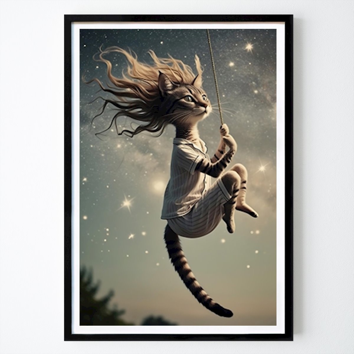 Tier Poster: Katze im Pyjama auf einer Schaukel von LukeMotive
