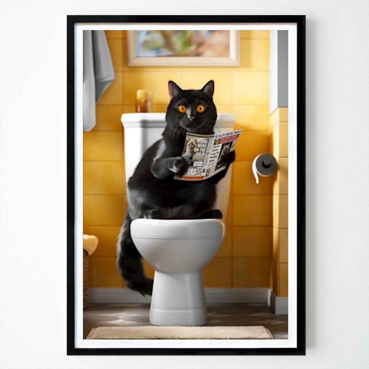 Animals Poster: Black Cat on the Toilet by Craig Doogan