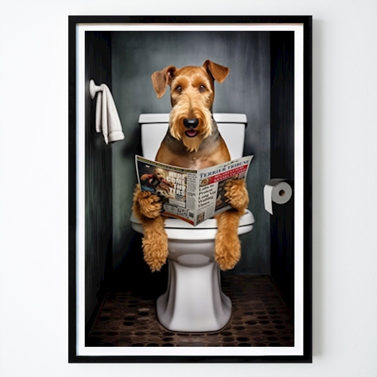 Eläin Juliste: Airedalenterrieri wc: ssä tekijänä Craig Doogan