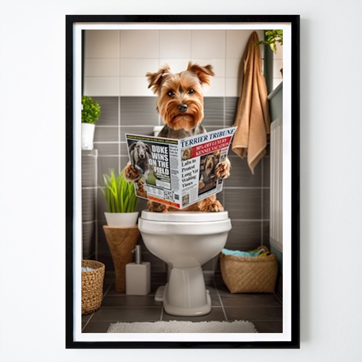 Eläin Juliste: Yorkshiren terrieri wc: ssä tekijänä Craig Doogan