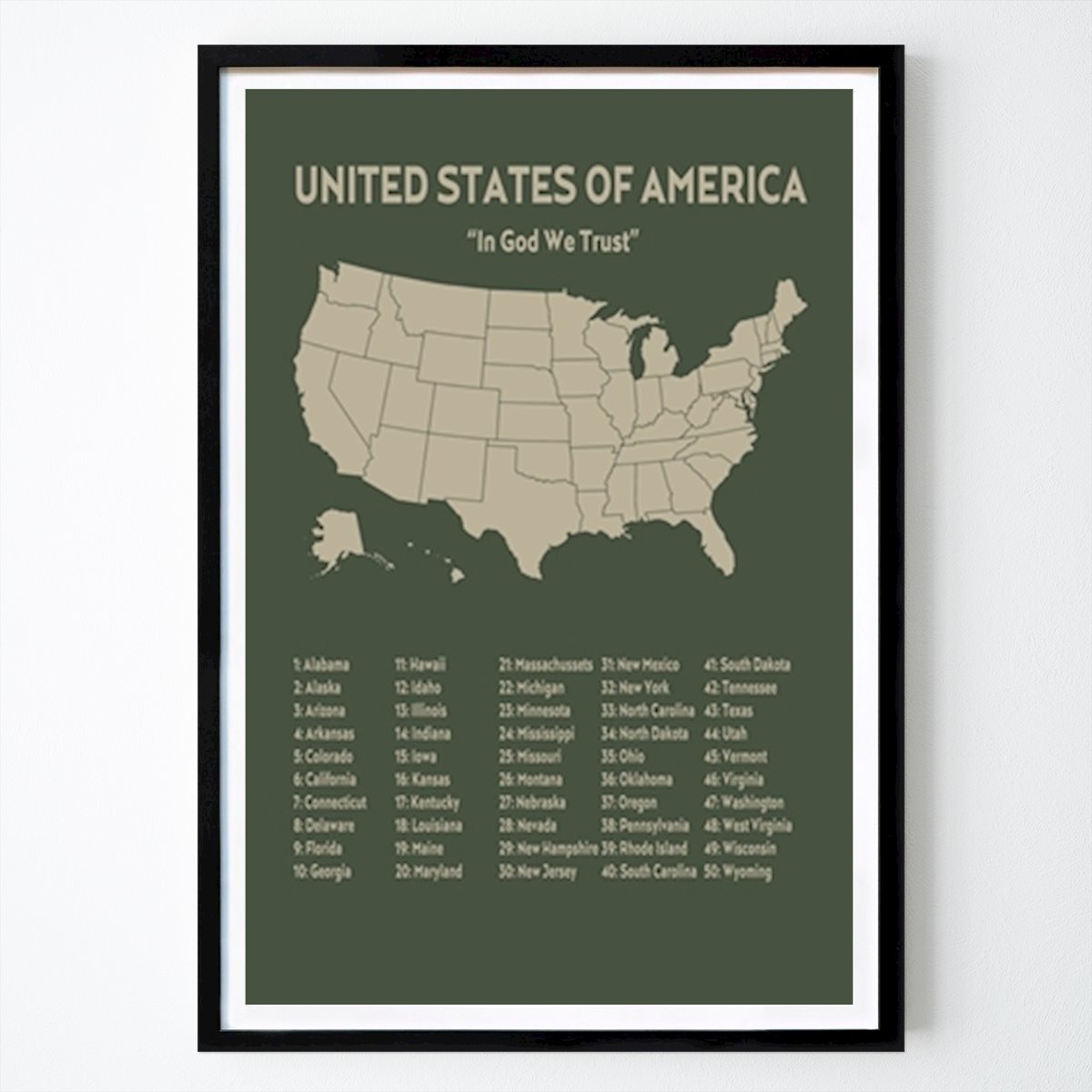 USA Poster: USA United States Map by Lars Gustafsson