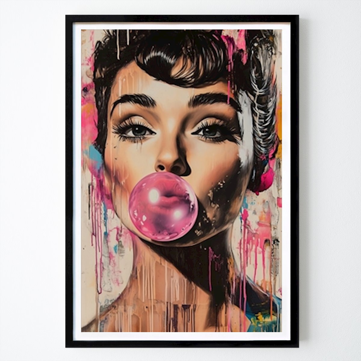 Pop Art Poster: Audrey Hepburn Bubblelisious von Decker Studios