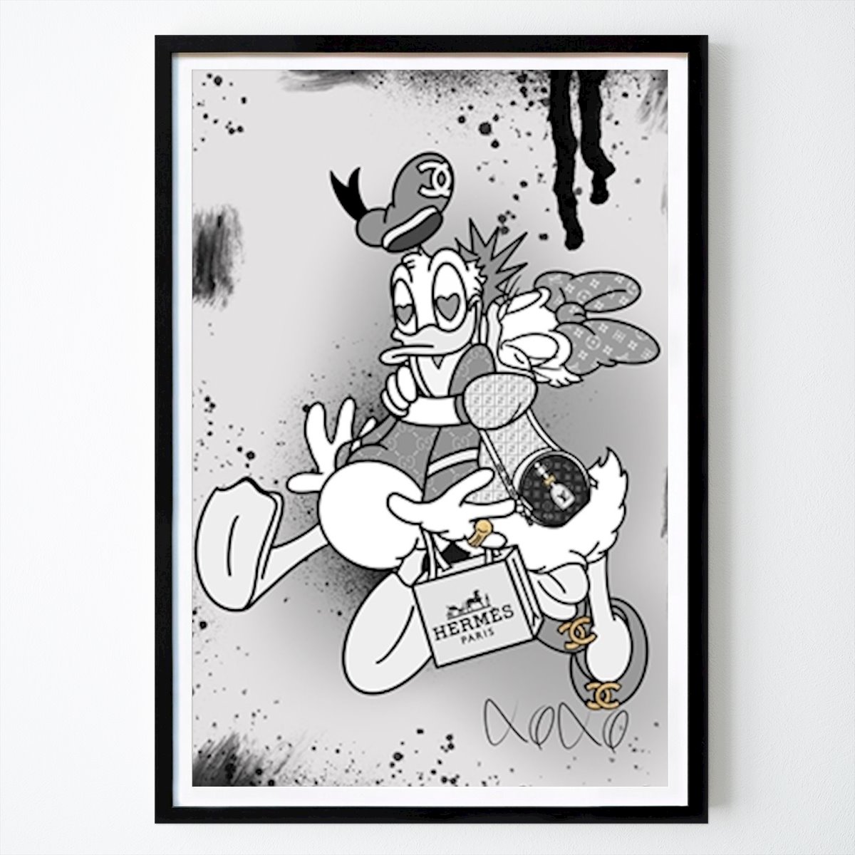 Noir et Blanc Affiche: Canards XOXO par Tomas Härstedt