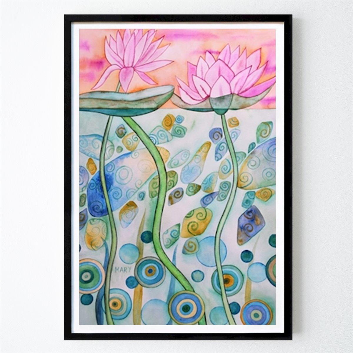 Abstract Poster: Abstract water lilies by Mary's Watercolors