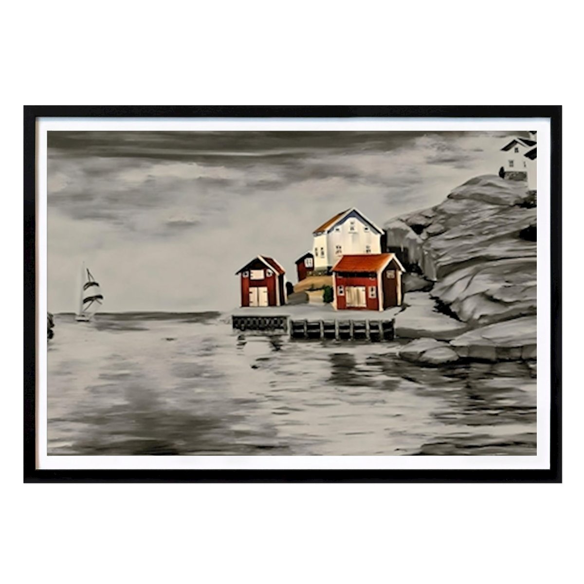 Sweden Poster: Archipilago in black and white by Monica Thörnqvist