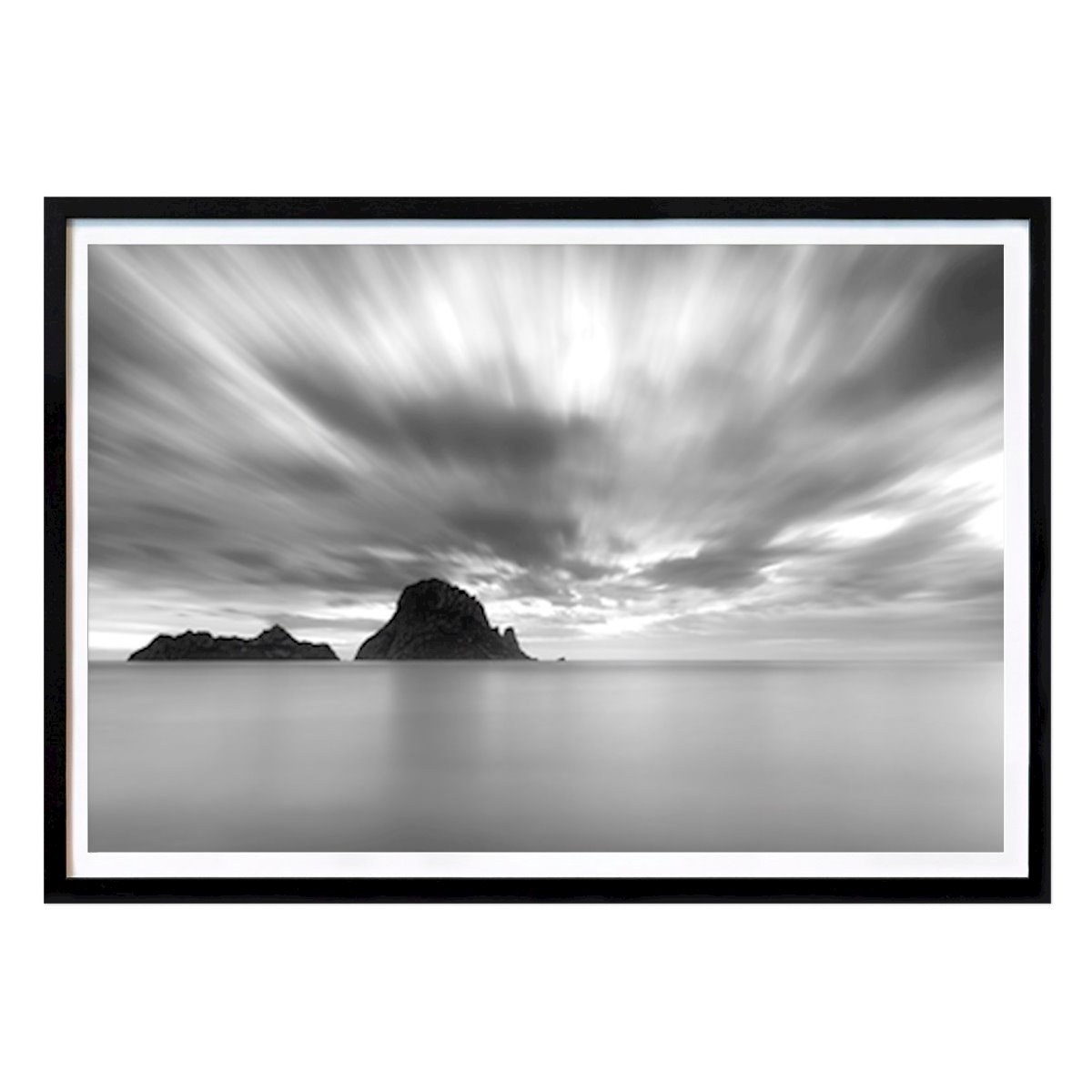 Black & White Poster: Es Vedra Ibiza balearic island by Vicen Design