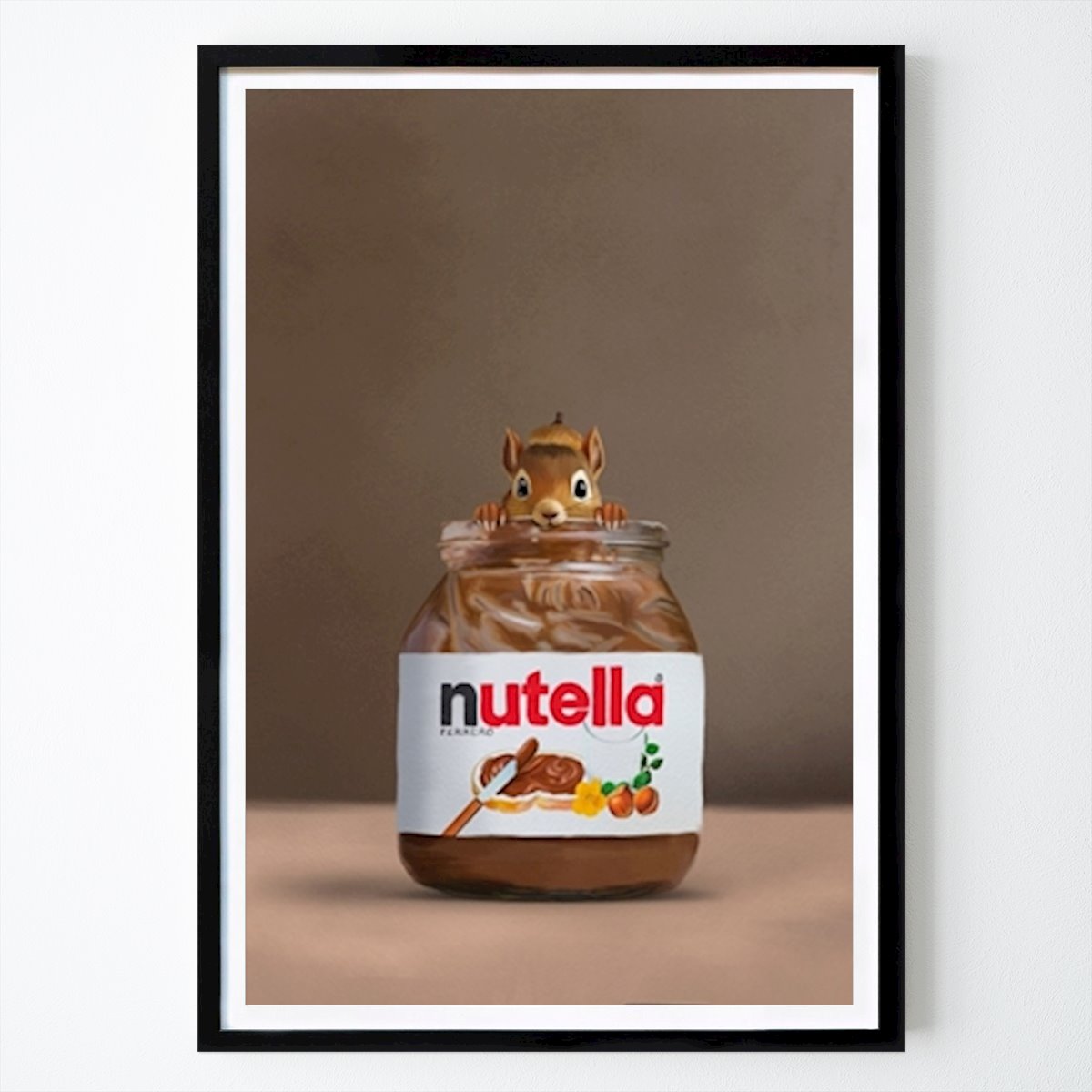 Keuken Poster: Eekhoorn in een pot van Nutella van Emil Jespersen