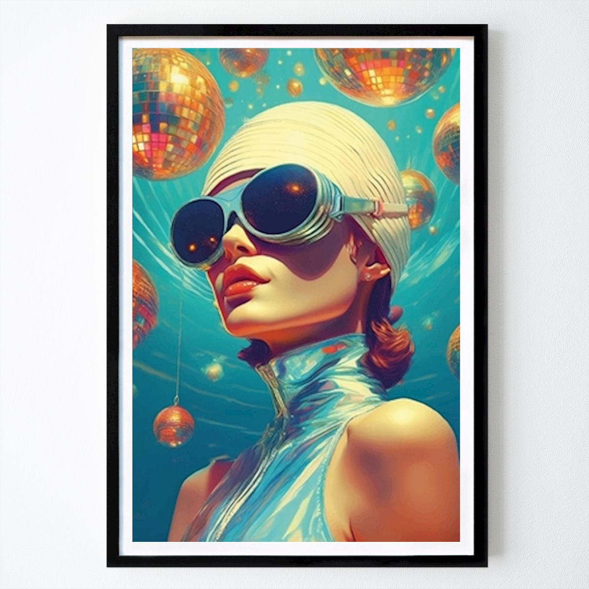 Retro & Vintage Poster: Kvinna simmössa och discokulor av A. J.