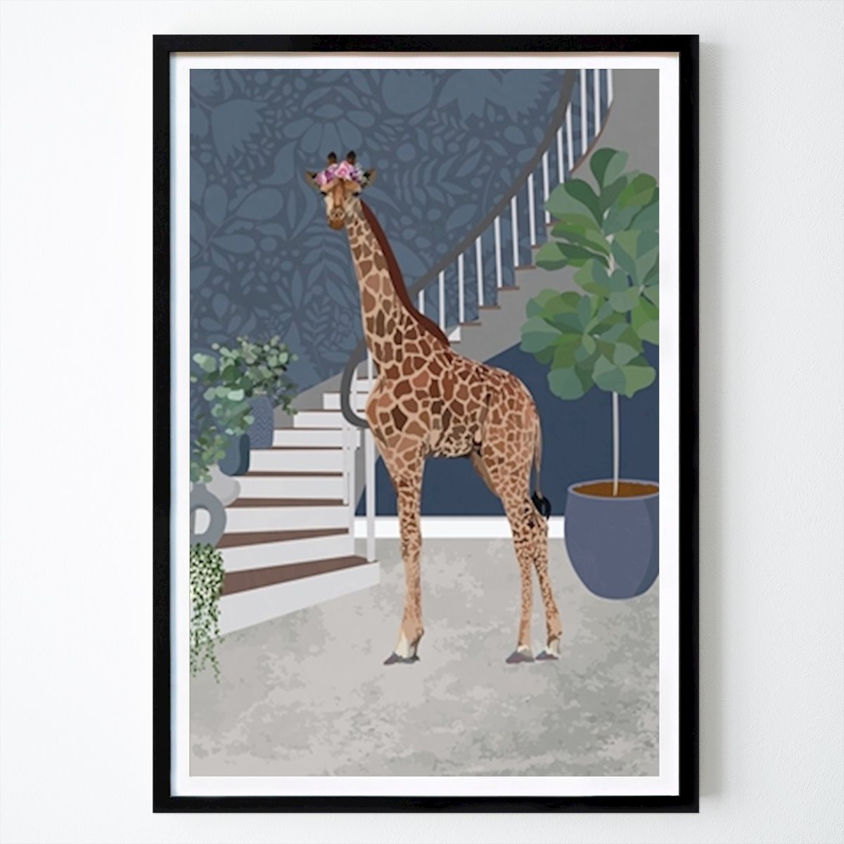 Illustration Poster: Giraffe By The Stairs #2410024 by Sarah Manovski