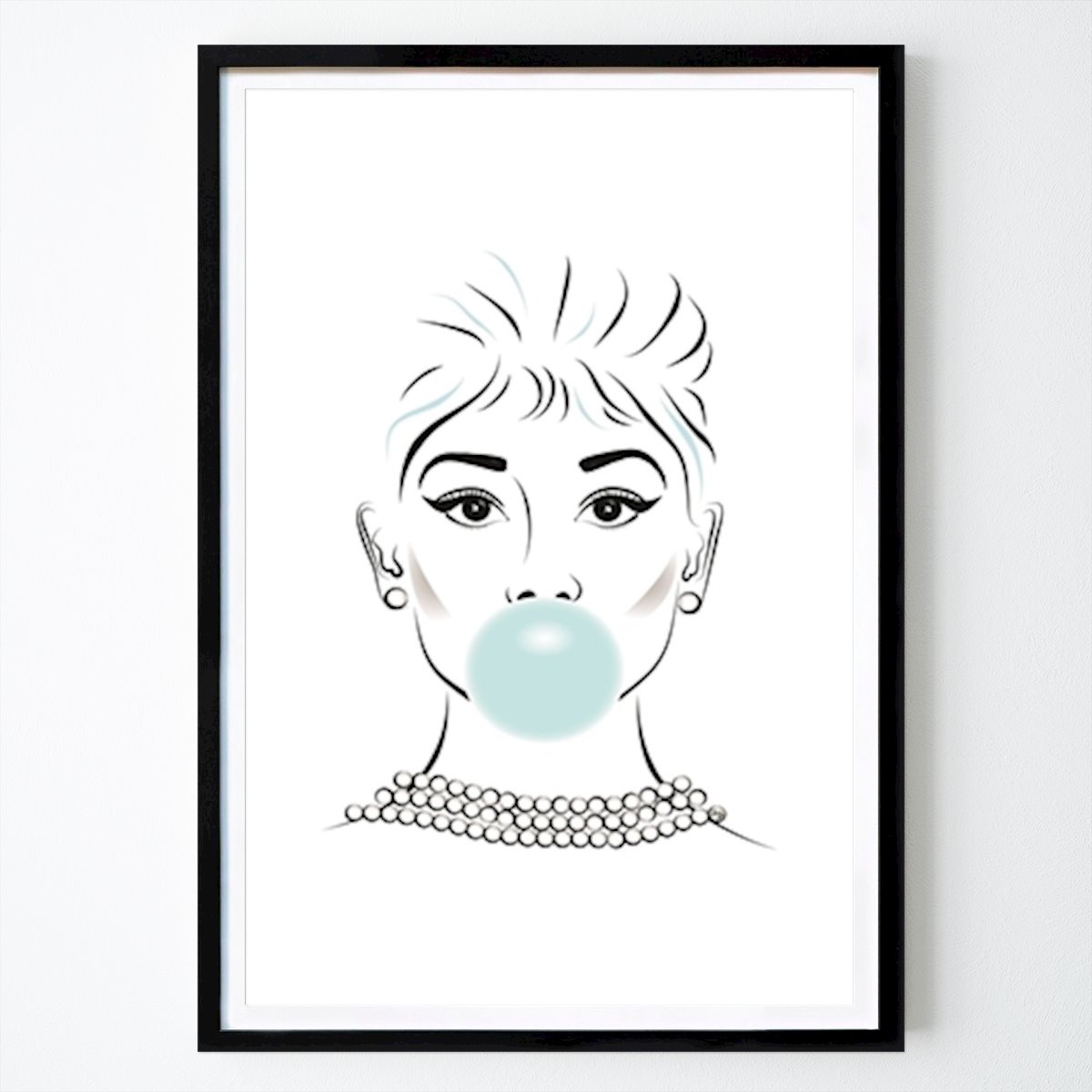 Arte lineare Poster: Audrey Hepburn Bubble Gum di Martina