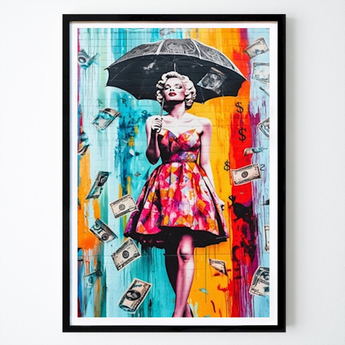 Pop Art Póster: Marilyn Monroe Lluvia Dinero Arte de Nicolas07