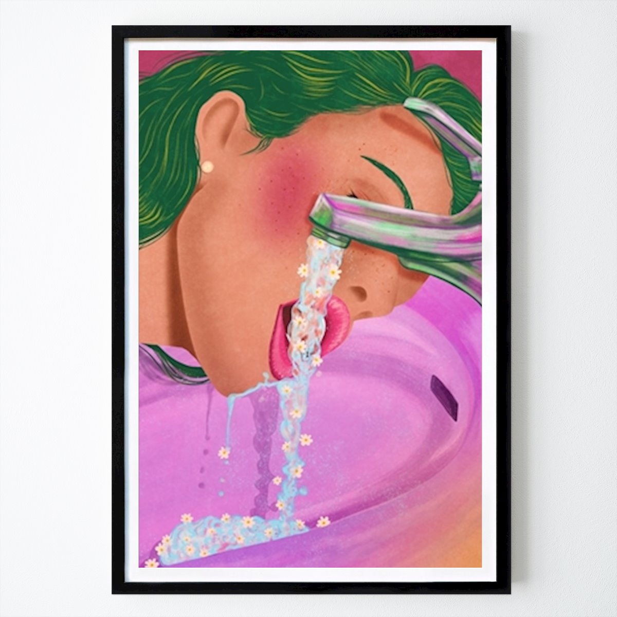Drink more water Poster von Raissa Oltmanns – Blumen & Pflanzen Wandbild – Printler
