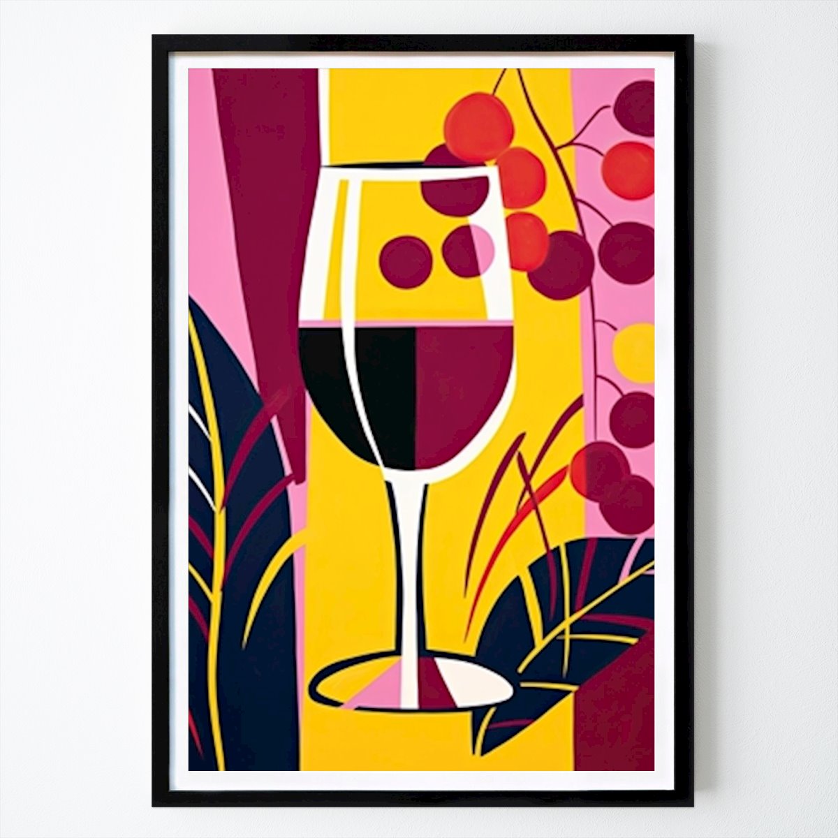Pop Art Poster: Wijn & Druiven - Matisse Vibe van Matisse Vibes