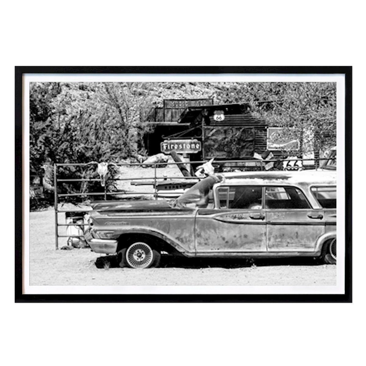 Städte & Länder Poster: Route 66 Altes Auto von Philippe HUGONNARD