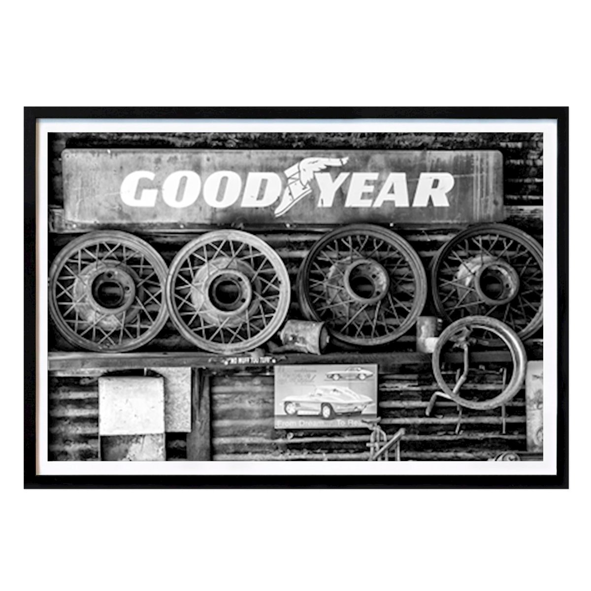 Schwarz-Weiß Poster: Route 66 Gutes Jahr von Philippe HUGONNARD