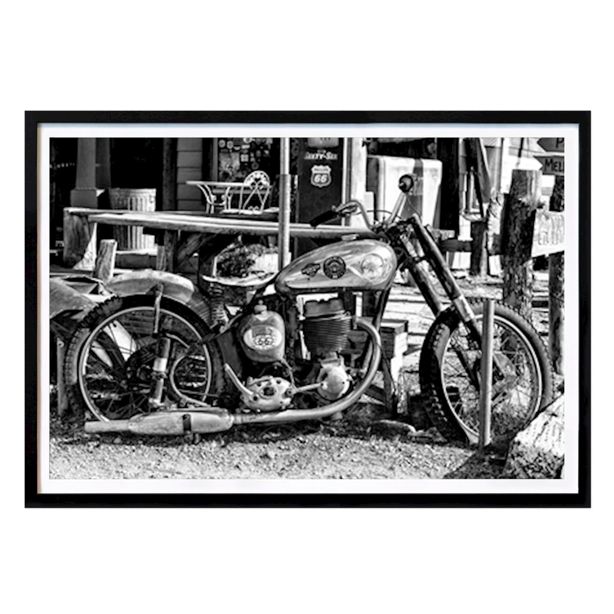 Svartvit Poster: Motorcykel Route US 66 av Philippe HUGONNARD