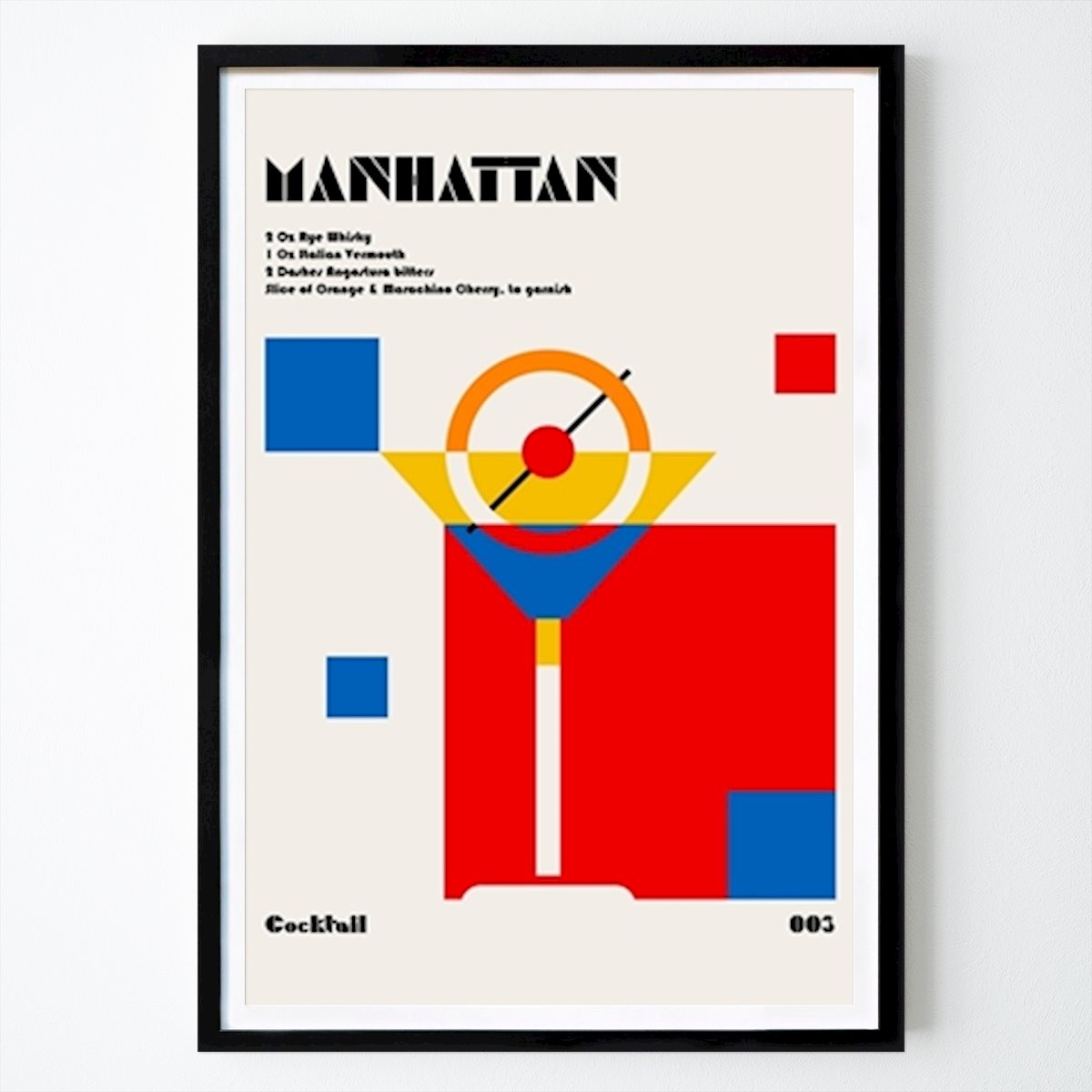New York Poster: Manhattan cocktail by Retrodrome
