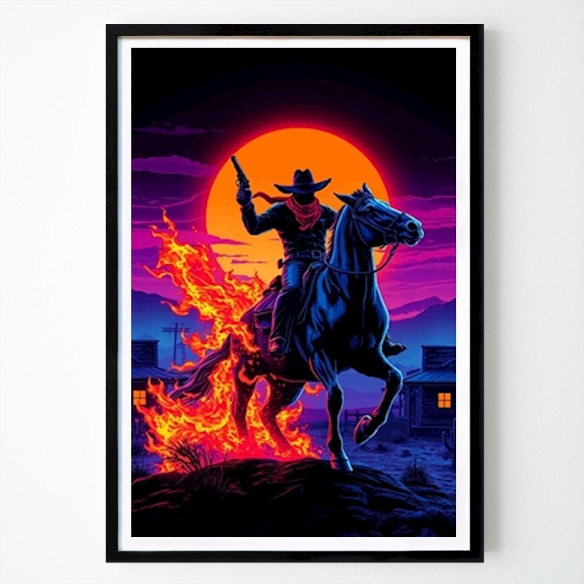 Città & Paesi Poster: Cavaliere Cowboy di Fiamma di Joel Callaghan