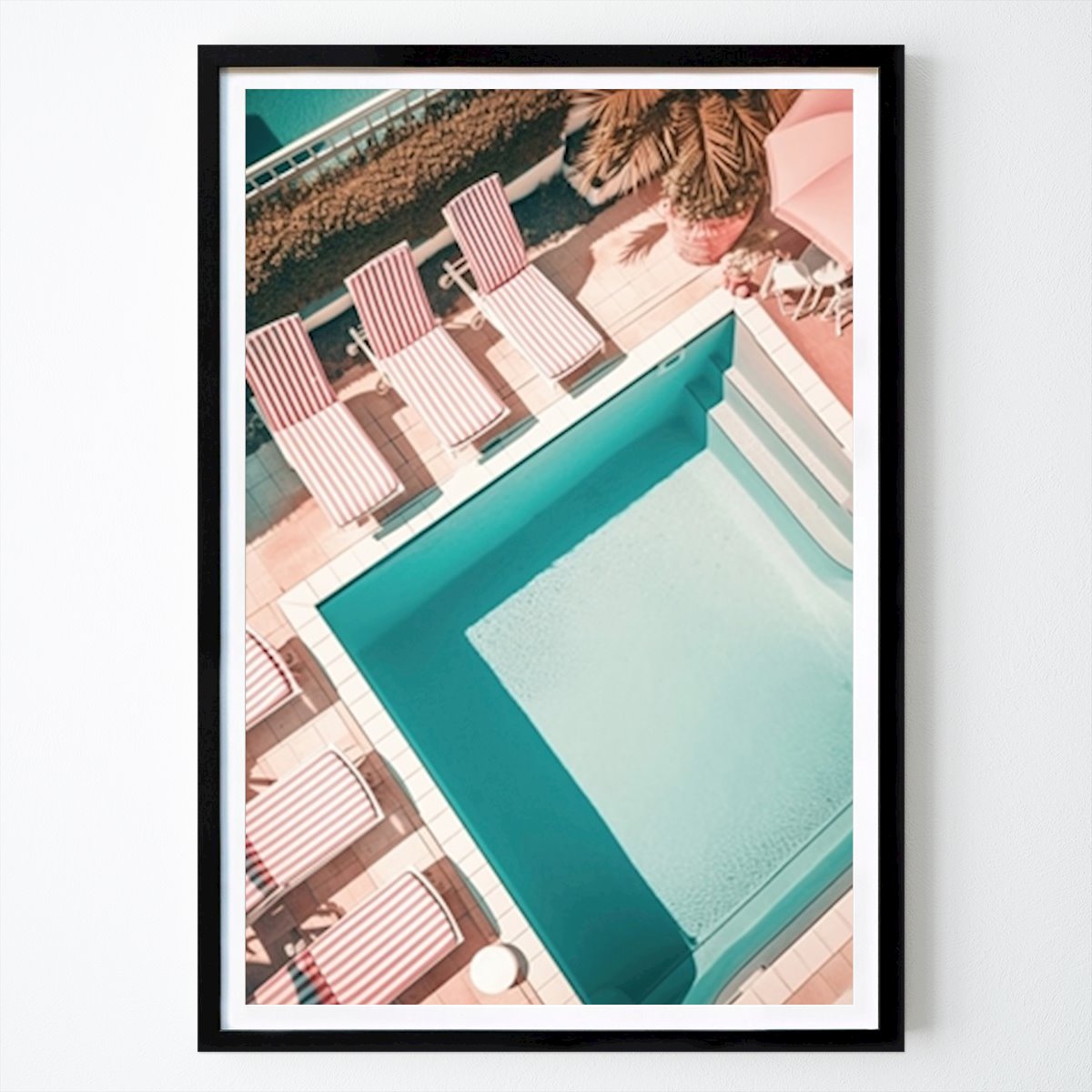 Retro & Vintage Poster: Red White Striped Pool by Grace Digital Art Co