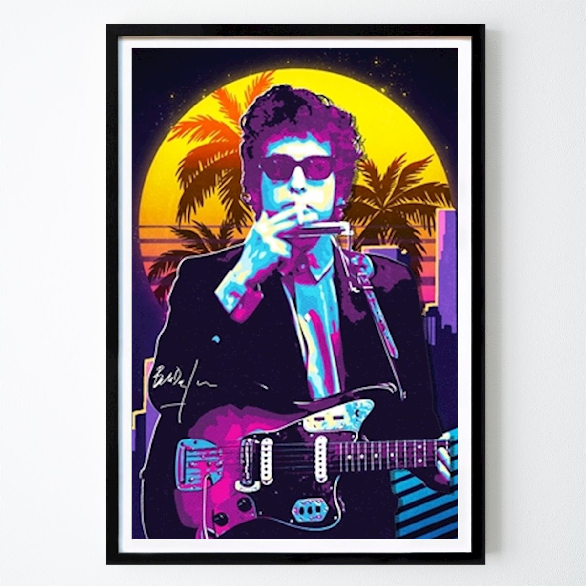 Retro & Vintage Poster: Bob Dylan Stylee Retro 80er Jahre von Isahira Art