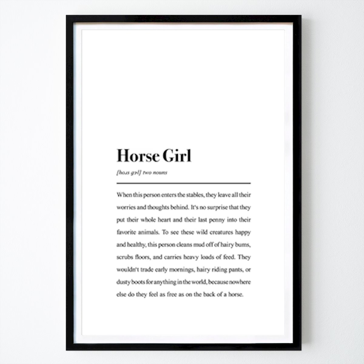 Frases Poster: Horse Girl: Estilo de Dicionário de Pulse of Art