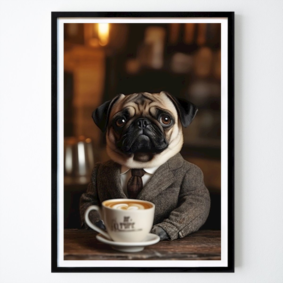 Kjøkken Plakat: Gentleman-mopsen i kafeen av David Godbehere