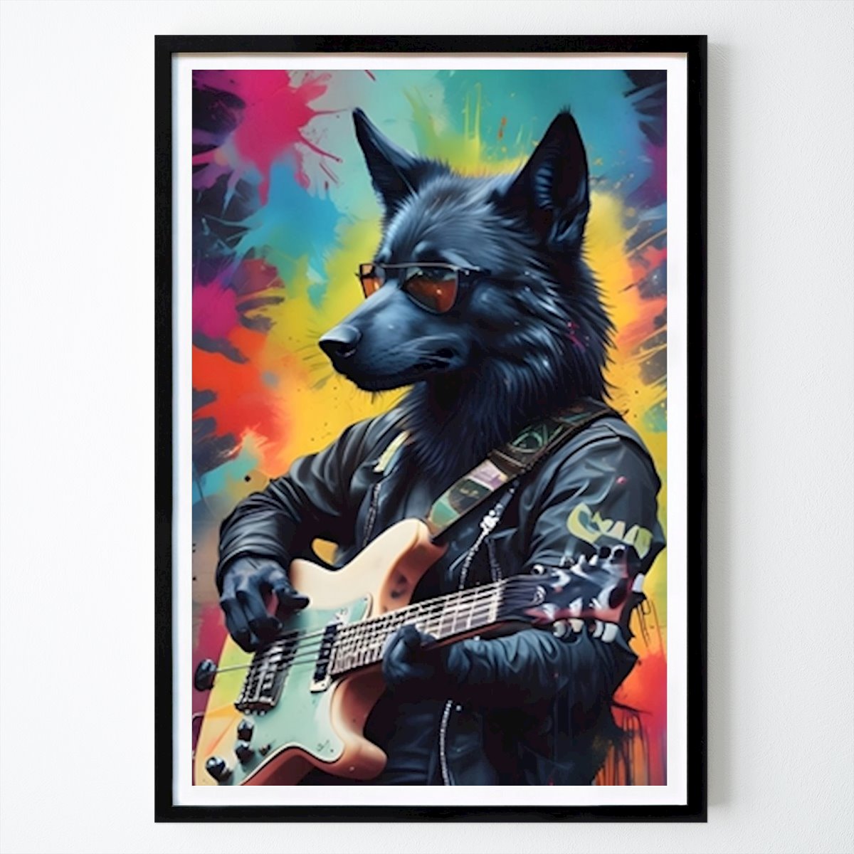Musique Affiche: Black wolf play guitar par Makar Mokrynskyi