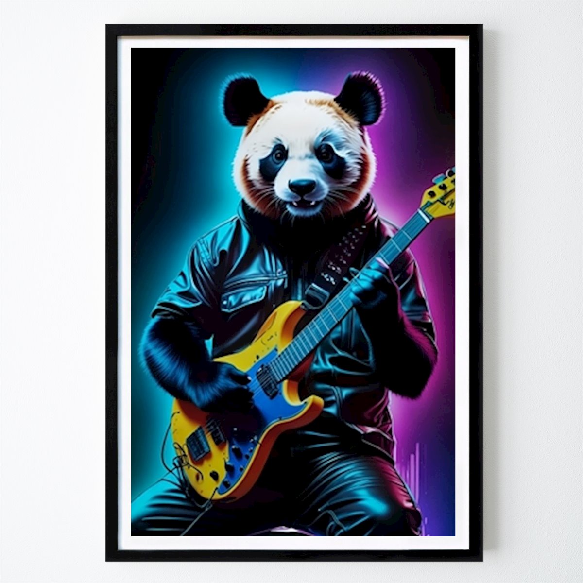 Musik Poster: Panda spelar gitarr neon konst av Makar Mokrynskyi