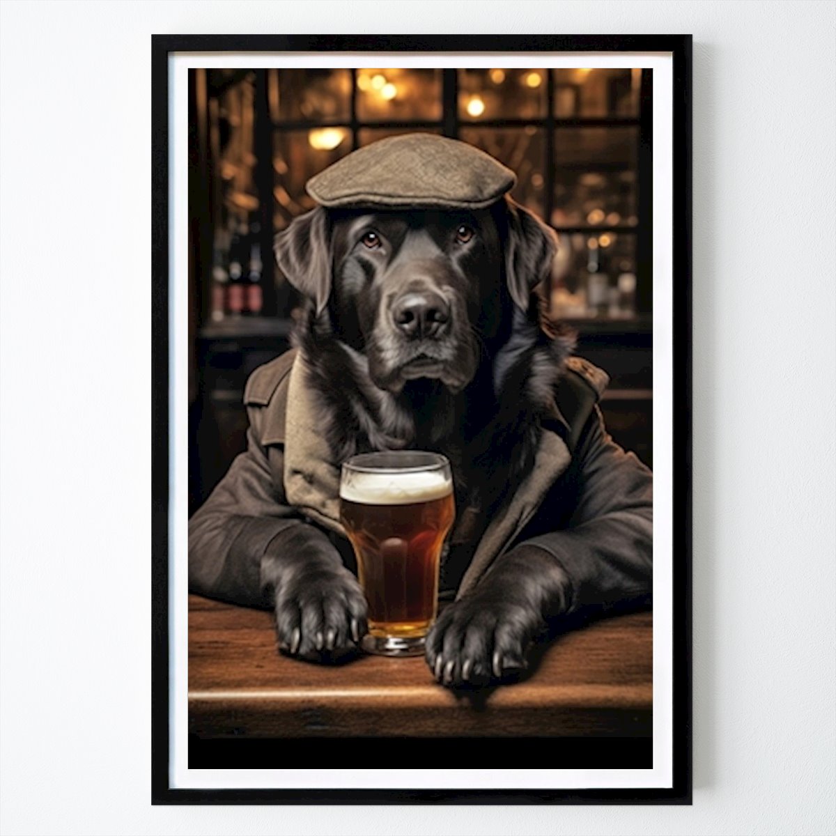 Dieren Poster: Zwarte Labrador in de kroeg van Craig Doogan