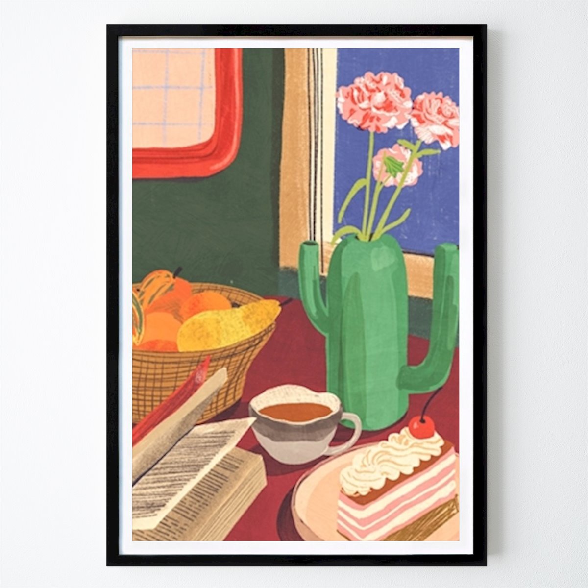 Botanisk Poster: Boka kaffe och kaka av Gigi Rosado